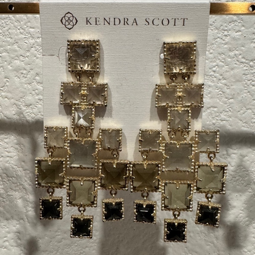 Vintage Kendra Scott Helen Gold Statement Earrings in the colorway Black Leopard